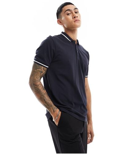 New Look Tipped Polo - Blue