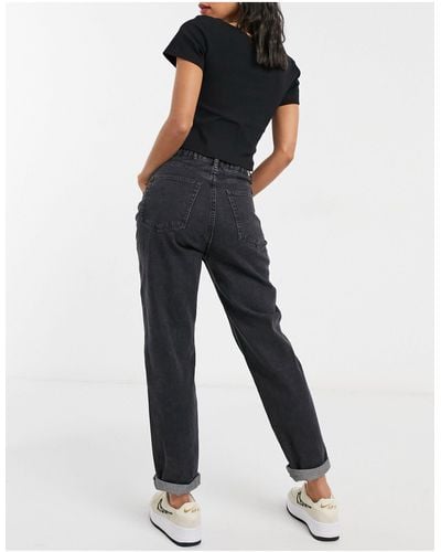 Pull&Bear Mom Jeans Met Elastische Taille - Zwart