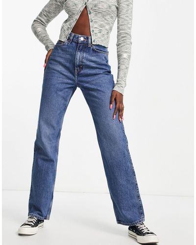 Weekday Rowe - Jeans Met Hoge Taille En Rechte Pasvorm - Blauw