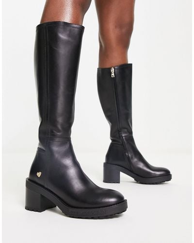 Love Moschino Heeled Knee Boots - Black