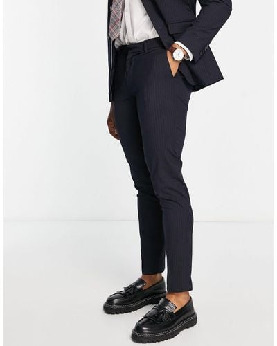 New Look Skinny Pinstripe Suit Trousers - Black