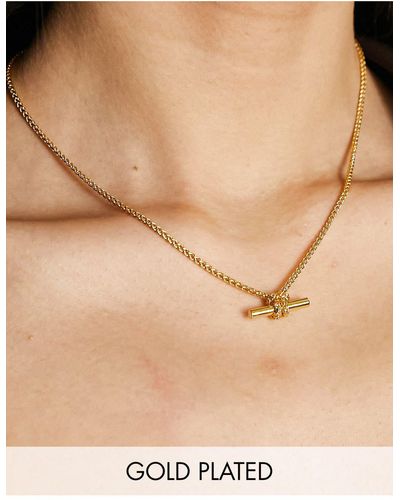 Orelia Collar estilo cadena con barra y detalle anudado chapado en oro - Negro