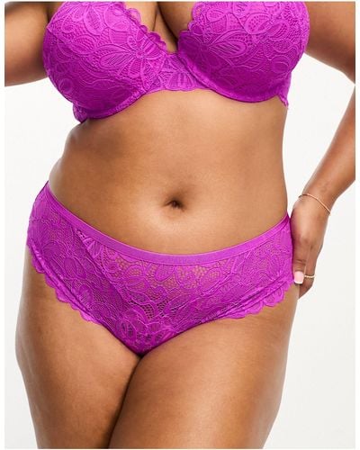 ASOS Curve Dylan Lace Cheeky Brazilian Brief - Purple