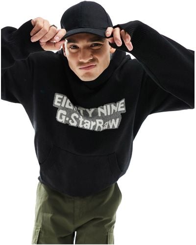 G-Star RAW Oversized Knitted Hoodie - Black