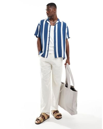 Jack & Jones Revere Collar Shirt With Vertical Stripe - White