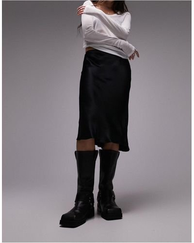 TOPSHOP 90s Length Bias Skirt - Black