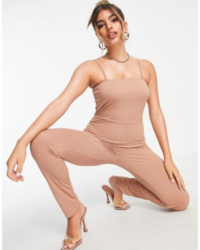I Saw It First Cami Ribbed Skinny Leg Jumpsuit - Brown