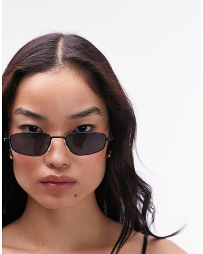 TOPSHOP Lupin Angled Rectangle Sunglasses - Black