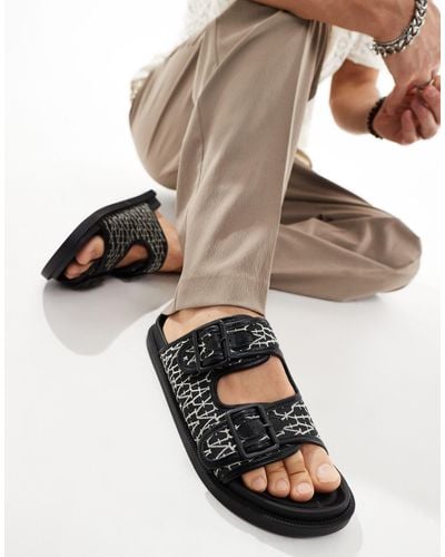 ASOS – sandalen aus gewebtem canvas - Mehrfarbig