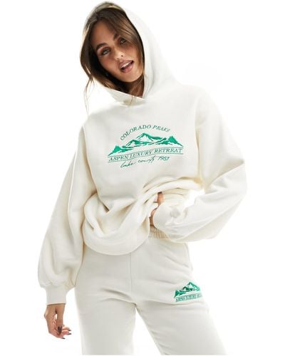 Threadbare Ski - tuta sportiva con felpa con cappuccio oversize e joggers écru - Bianco