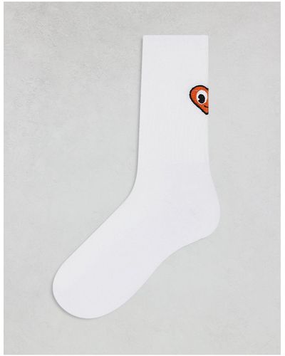 ASOS Sock With Heart Embroidery - White