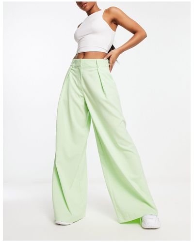 SELECTED Femme Tailored Wide Leg Trousers With Pleat Front - Green