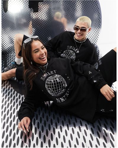 ASOS Smiley Collab Unisex Oversized Sweatshirt With Smiley Print - Black