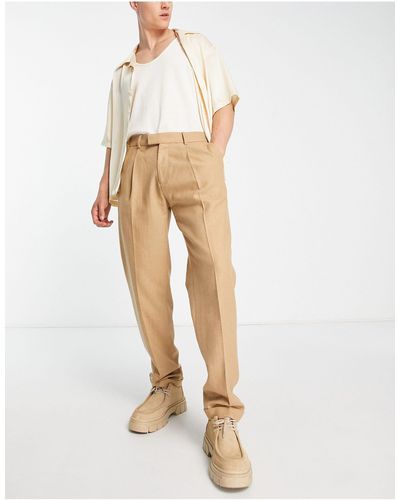 TOPMAN Relaxed Wool Mix Trousers With Cuffs - White