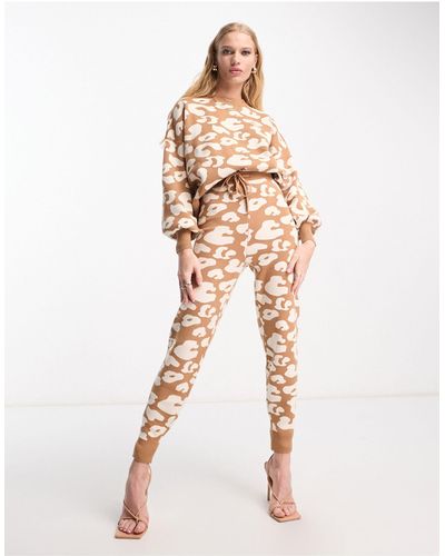 Never Fully Dressed – strick-jogginghose mit leopardenmuster, kombiteil - Weiß