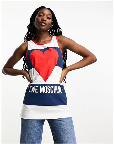 Love Moschino Débardeur à logo cœur et rayures - Rouge