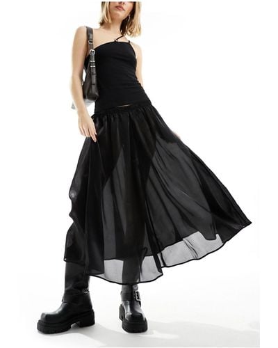 Weekday Kelly Sheer Full Skirt - Black