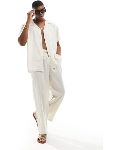 South Beach Linen Blend Beach Trousers - White