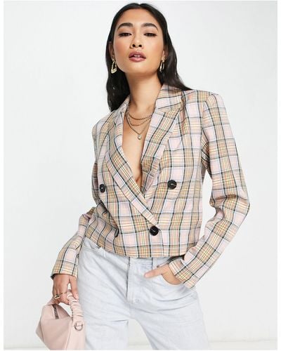 Y.A.S Short Check Jacket - White