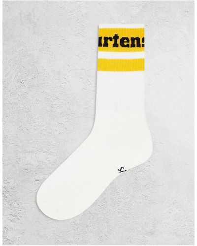 Dr. Martens Athletic - calzini bianchi e gialli con logo - Bianco