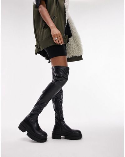 TOPSHOP Tyson Over The Knee Boot - Black