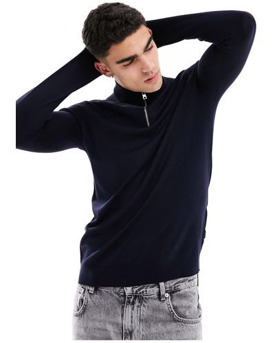 Only & Sons 1/4 Zip Knitted Jumper - Black