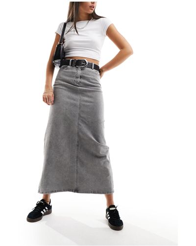 Vero Moda Denim Maxi Skirt - Grey