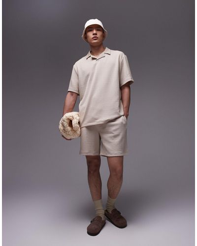 TOPMAN – oversize-shorts aus jersey mit oversize-schnitt und plissierter knitterstruktur - Grau