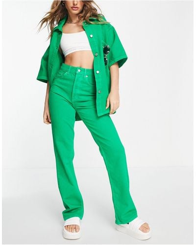 TOPSHOP Straight Kort Co-ord Jeans - Green