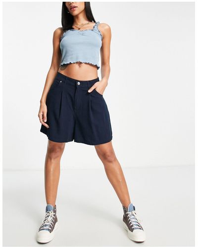 ASOS Hourglass Dad Shorts With Linen - Blue