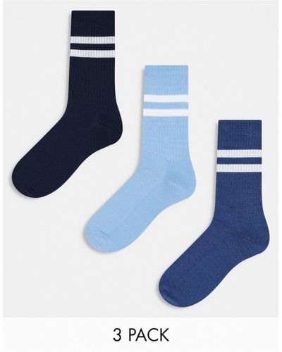 ASOS 3 Pack Sock With Stripe - Blue