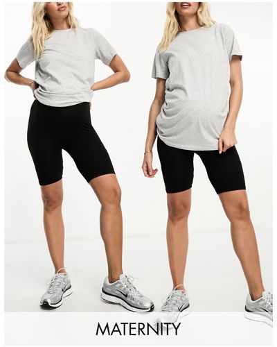 Vero Moda 2 Pack Over The Bump Seamless legging Shorts - White