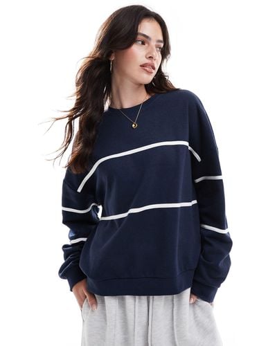 Pieces Sport Core Sweatshirt With Piping Detail - Blue