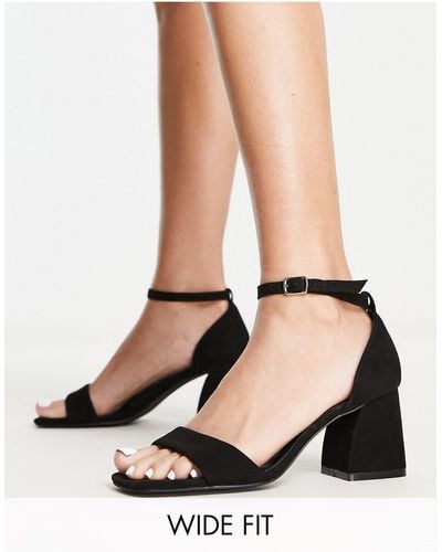 Simply Be Wide Fit Barely There Block Heeled Sandals - Black