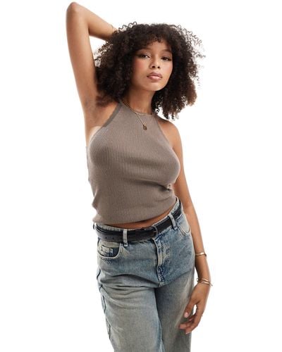 ONLY Halter Neck Light Weight Knitted Top - Brown