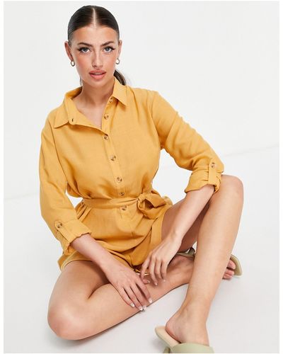River Island Slouchy Shirting Playsuit - Multicolour