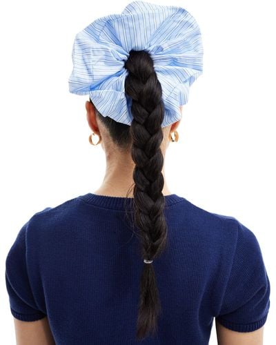 ASOS Scrunchie Hair Tie With Stripe Design - Blue