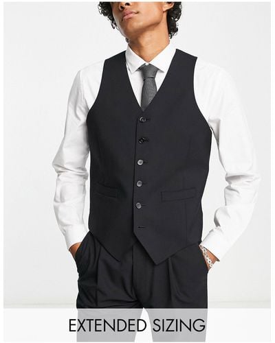 Noak Premium Wool-rich Slim Suit Vest - Black