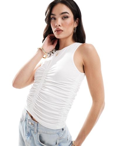 ONLY Sleeveless Ruched Top - White