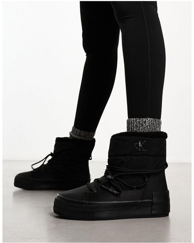 Calvin Klein Bold Vulcanized Flatform Snow Boots - Black
