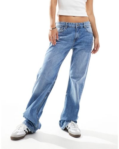 Bershka Low Rise Straight Leg Jeans - Blue