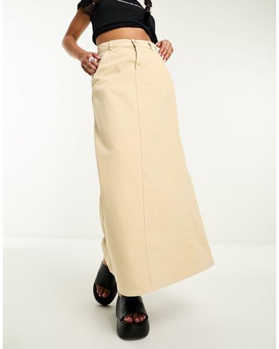 Reclaimed (vintage) Denim Maxi Skirt - Natural