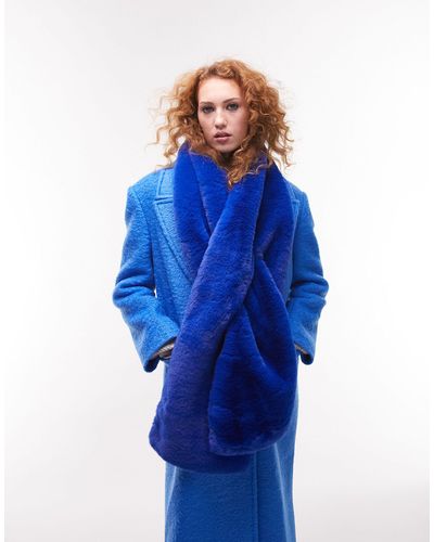 TOPSHOP Sjaal Van Imitatiebont - Blauw