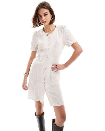 Object Textured Buttondown Mini Dress - White