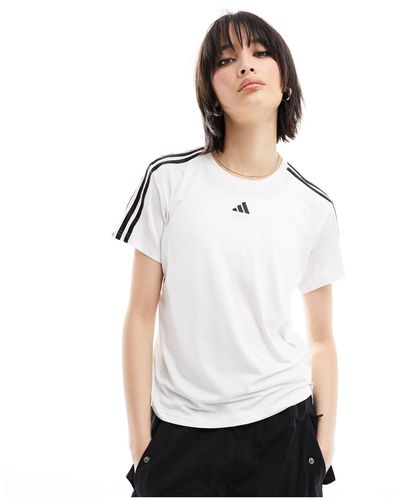 adidas Originals Adidas - training essentials - t-shirt bianca con 3 strisce - Bianco