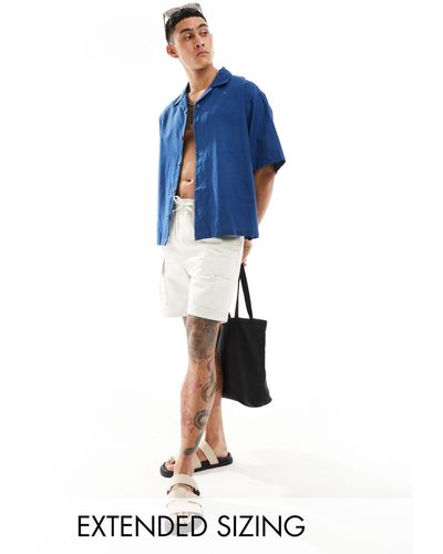ASOS Boxy Oversized Linen Blend Shirt With Revere Collar - Blue