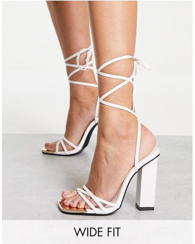 Public Desire Amira Tie Up Block Heel Sandals - White