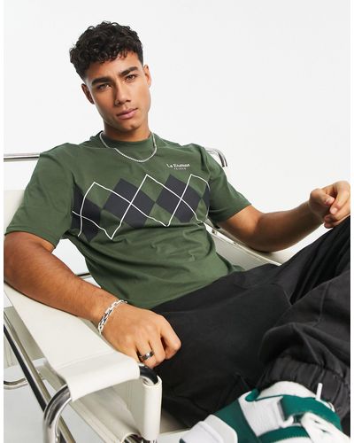 River Island Smal T-shirt Met Argyle-motief - Groen