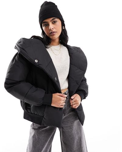 Noisy May Padded Jacket With Oversized Hood - Black