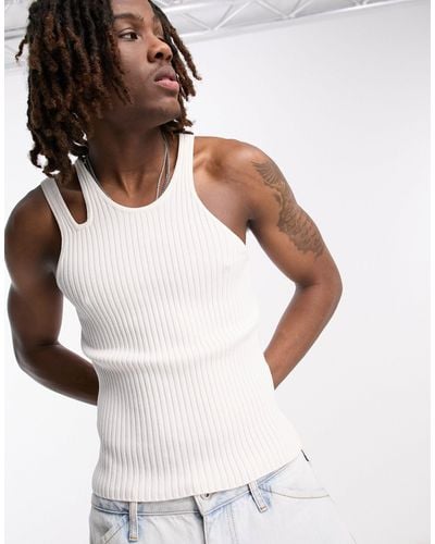 Collusion Knitted Cut Out Vest - White